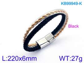 Stainless Steel Leather Bracelet