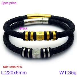 Stainless Steel Leather Bracelet