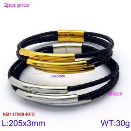 Stainless Steel Leather Bracelet