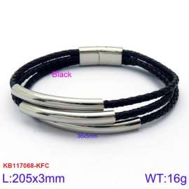 Stainless Steel Leather Bracelet