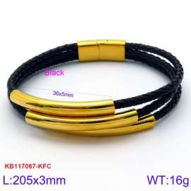 Stainless Steel Leather Bracelet