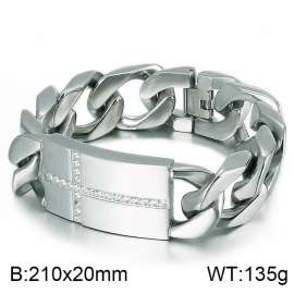 Men Stainless Steel Cuban Link Bracelet with CNC CZ Cross pattern