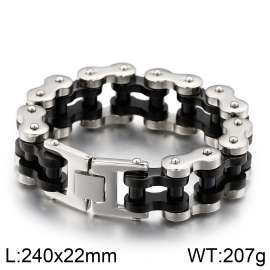 Shiny Steel and black plating 22mm men's motorcycle thick heavy bracelet