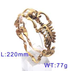 Vintage Personality Exaggerated Skull Bone Men's Human Bone Gold Bracelet