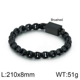 Black-plating Square pearl chain men's titanium steel magnetic buckle CNC zircon bracelet
