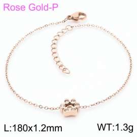 Stainless steel 185x1.2mm welding chain lobster clasp crystal dog palm charm rose gold bracelet