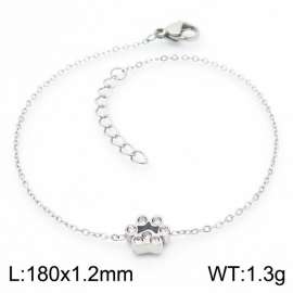 Stainless steel 185x1.2mm welding chain lobster clasp crystal dog palm charm silver bracelet