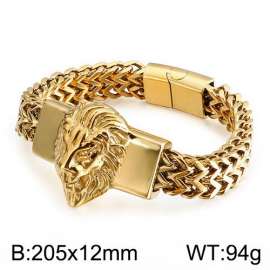 Stainless Steel Double Cuban Link Lion Gold-plating Bracelet