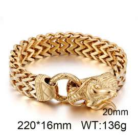 Gold dragon head slingshot buckle double layer chain men's hip-hop bracelet
