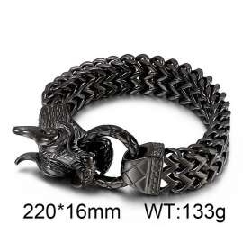 Black dragon head slingshot buckle double layer chain men's hip-hop bracelet