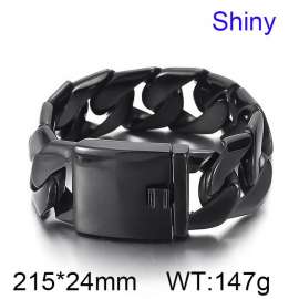 Black thin glossy and domineering simple men's cast thick bracelet