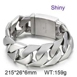 Steel color glossy thin style domineering and simple men's cast thick bracelet